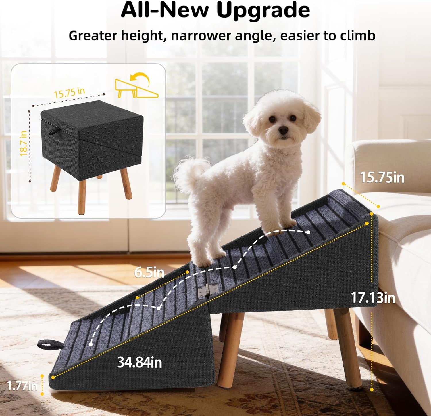 Foldable 2-in-1 Dog Stairs.