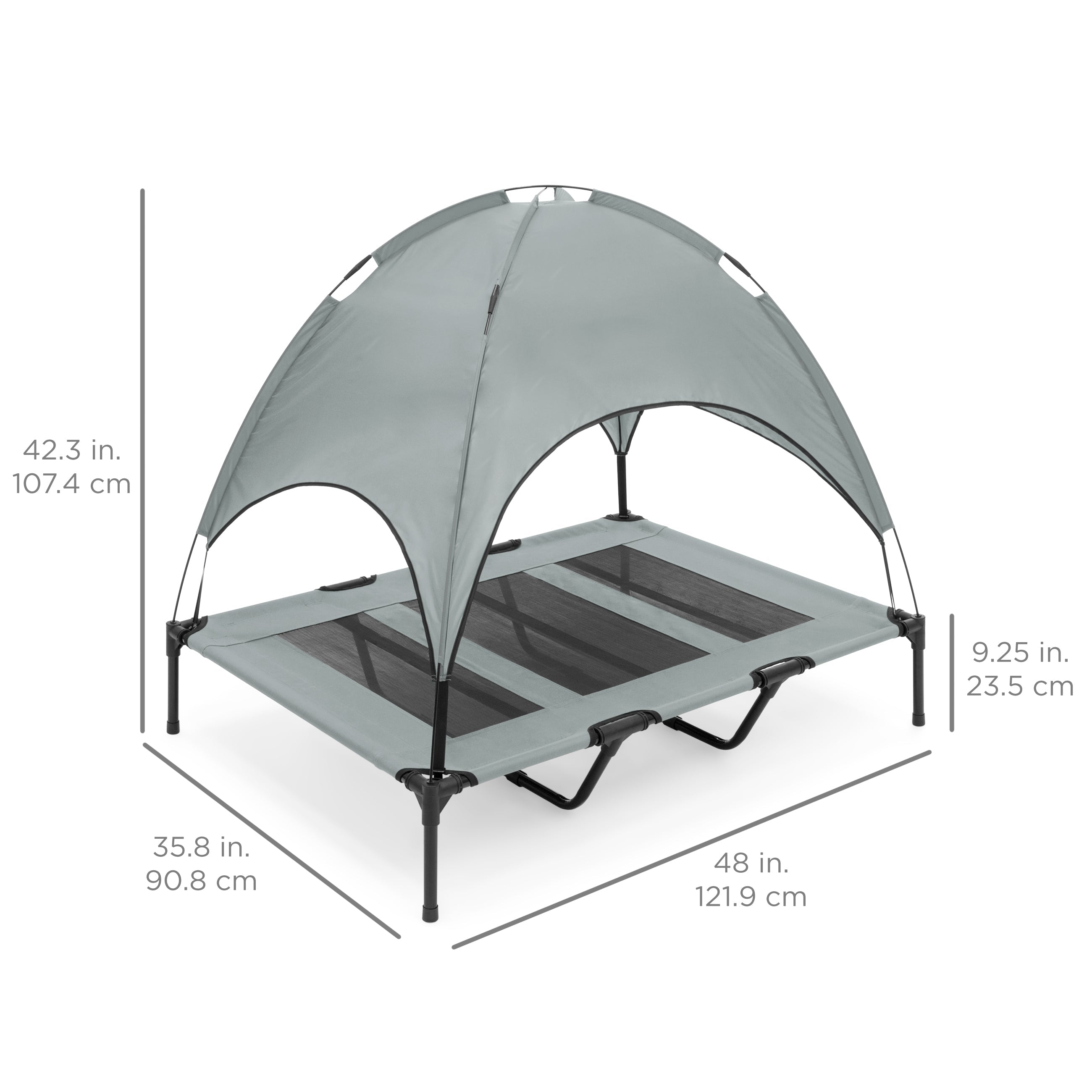 Elevated Cooling Dog Bed, Outdoor Pet Cot W/ Canopy, Carry Bag - 48In