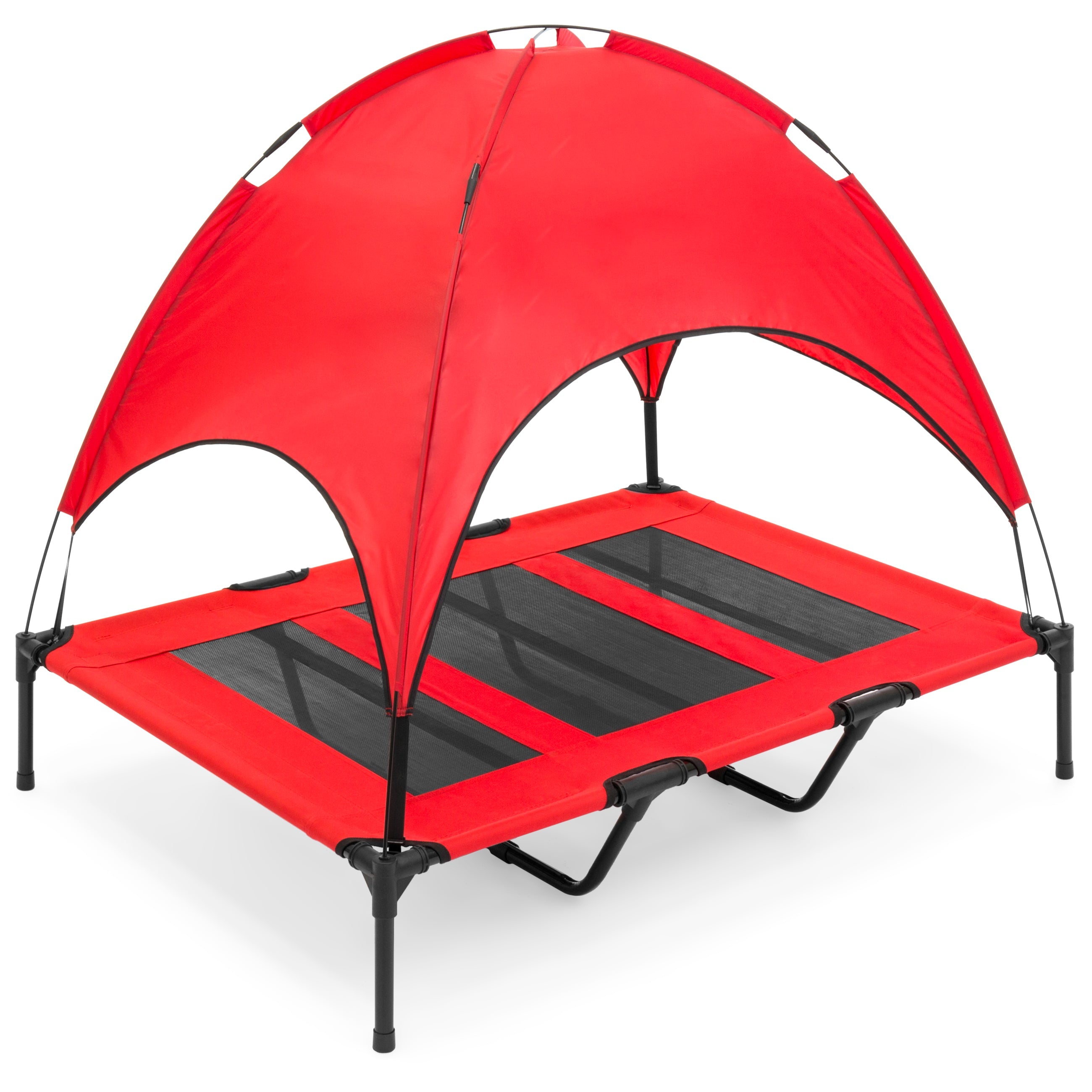Elevated Cooling Dog Bed, Outdoor Pet Cot W/ Canopy, Carry Bag - 48In
