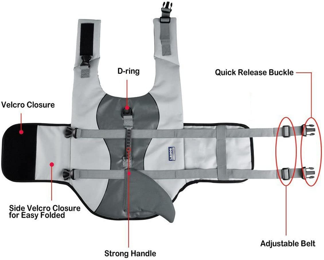 Adjustable Dog Life Jacket for Swimming - Quick-Drying,Dog Saver Vest with Safety Handle.