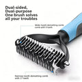 Pet Detangling Comb, Double-Sided Grooming Brush for Dogs & Cats, One-Click Clean Undercoat Rake for Shedding Mats